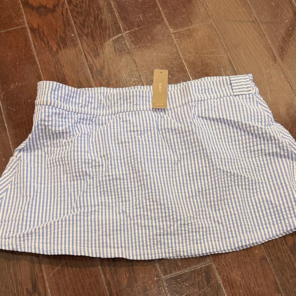 Jcrew Blue and White Striped Skirt searsucker - swim skirt with attached bottom